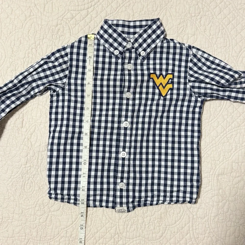 West Virginia Mountaineers Youth 2T Button Up Blue Gingham Shirt Garb Team WVU